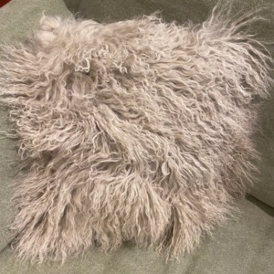 Coussin garni en mouton tibétain déhoussable - Fibre By Auskin - Coloris birch 35x35