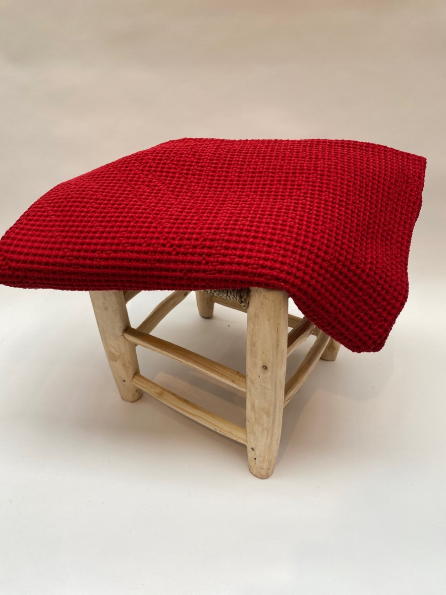 Jeté de lit « Maia» 100% coton nid d’abeille stonewashed - Vivaraise - Coloris rouge - 140/200cm