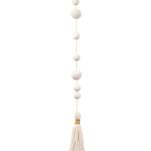 Suspension perles et pompons - Muskhane - Longueur 1,20m - Coloris naturel