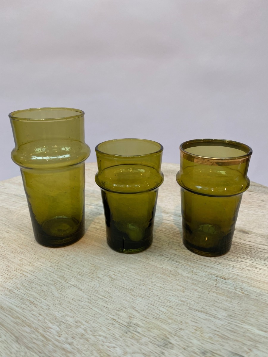 Véritables verres beldi (marocain) coloris olive-bronze
