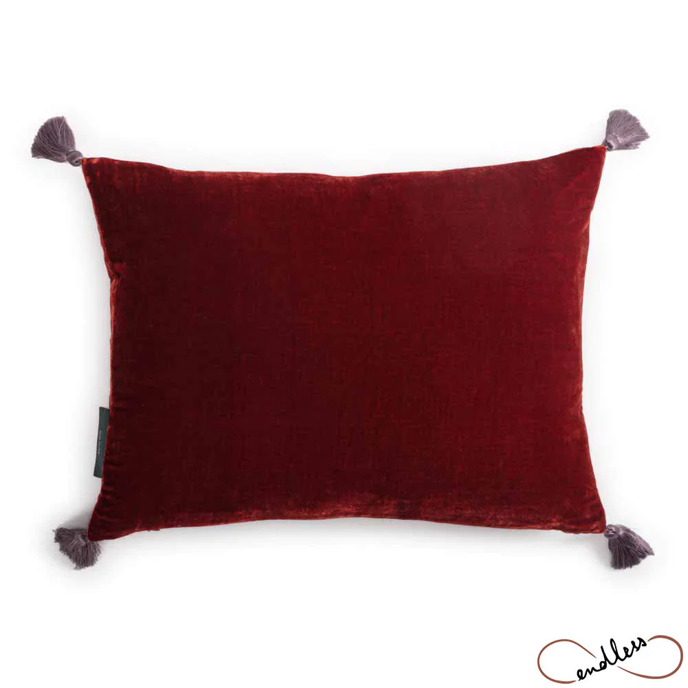 Coussin Velours De Soie Goa Pompons 30